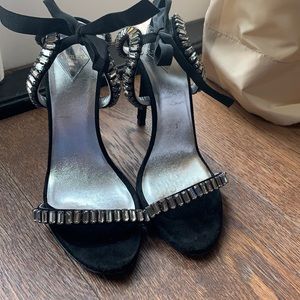 Aperlai Paris jeweled tie sandals in black